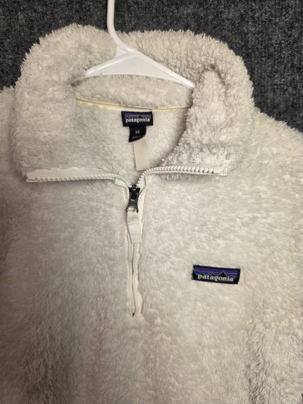 Patagonia Los Gatos 1/4 Zip High Pile Fleece Pullover Cream White Womens XS